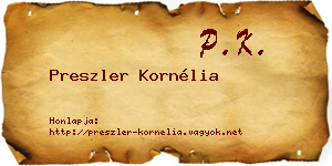 Preszler Kornélia névjegykártya